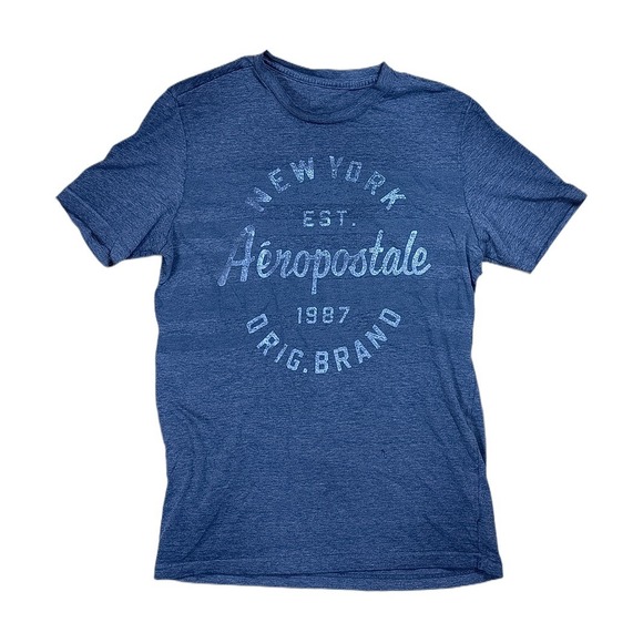 Aeropostale Other - Aeropostale T-Shirt Mens Medium Blue Good Graphic New York Est 1987 Short Sleeve